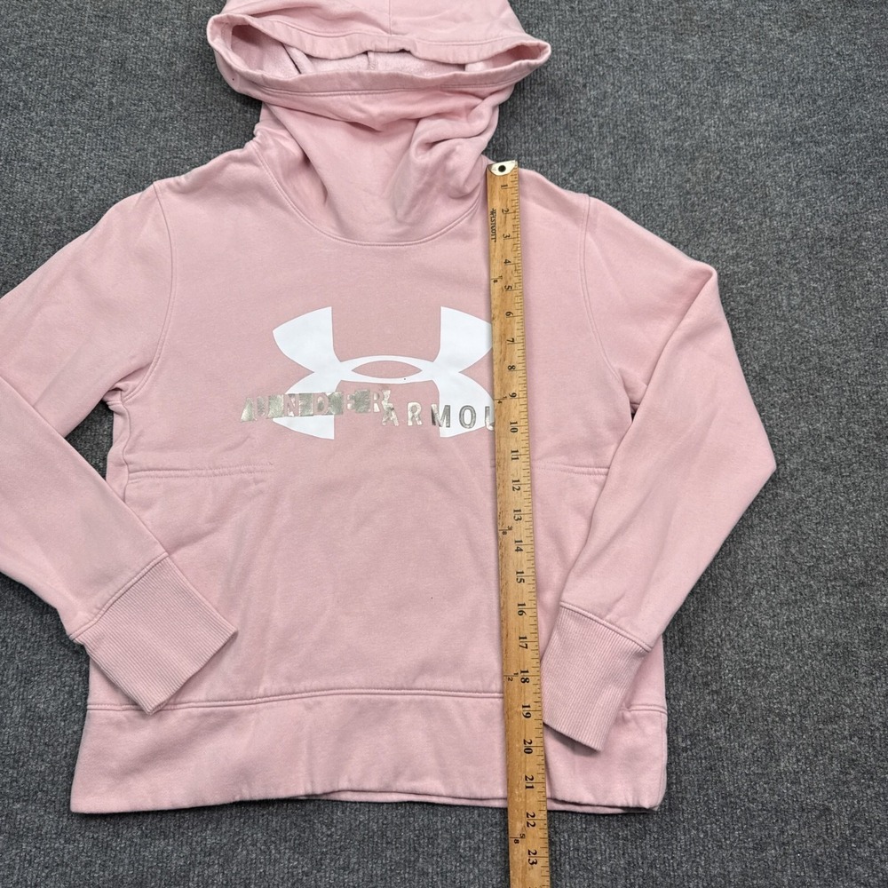 Under Armour Hoodie Womens Size XS Pink High Neck Pullover Sweatshirt Loose Fit - Picture 7 of 12